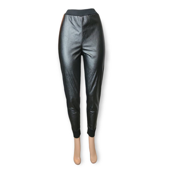 Victoria's Secret Pants - Victoria's Secret Womens Pants Leggings Leather Front Ribbed Knit Back XL
